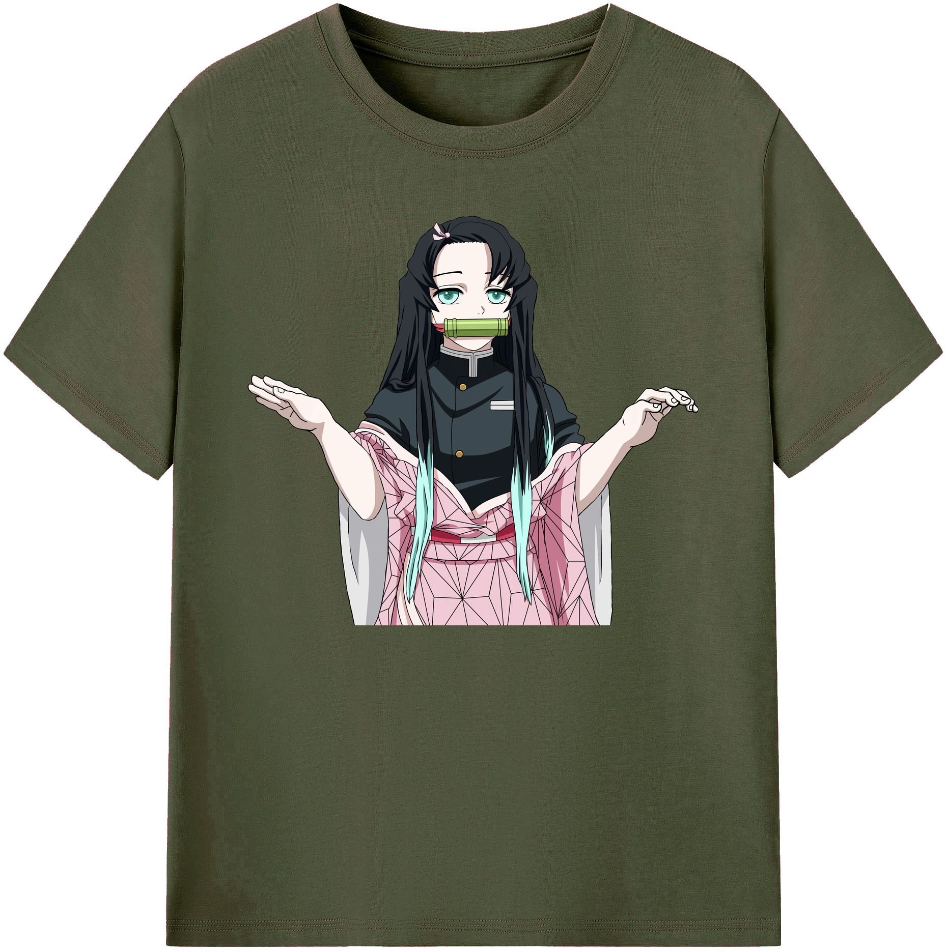 （画像用） 鬼滅の刃（きめつのやいば）竈門 禰󠄀豆子／かまど ねずこ Kamado Nezuko 綿100％ メンズ半袖Tシャツ｜肌触りやわらか＆通気性